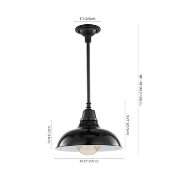 Jasper 12.25" Farmhouse Industrial Indoor/Outdoor Iron LED Pendant